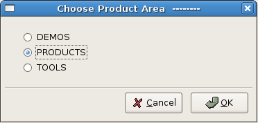 Select Product Area Dialog