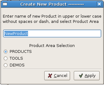 New Product Dialog