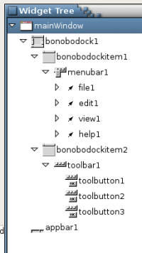 Glade WIDGET TREE window